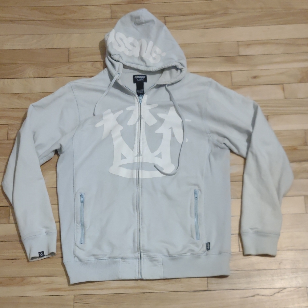 Stussy Light Light Gray Hoodie with White Logo